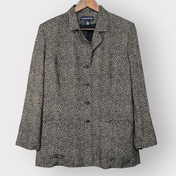 Preston & York Button Front Jacket Women 16 Black‎ Silk Rayon Lined Pockets G63 - Picture 1 of 15